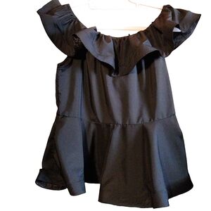 Venti6 Black Off Shoulder Tank Top Blouse Black Sz Lg Whimsical Goth Flare